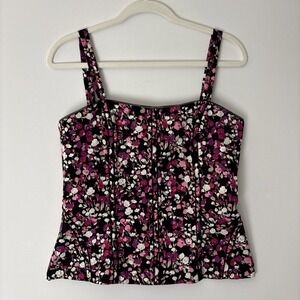 White House Black Market Corset Top - Pink Floral, Detachable Straps - Size 6